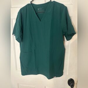 FIGS Scrub Top M Forest Green Minimalist Medical Aesthetic V-Neck Nurse